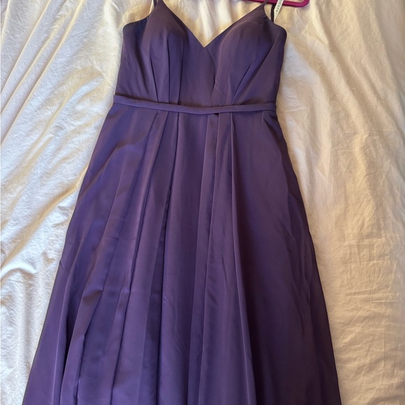 AZAZIE EVEREST A-Line Pleated Chiffon Floor-Length Dress plum size A6 - Picture 3 of 5